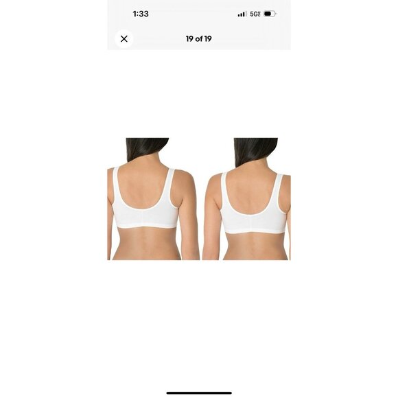 Fruit of the Loom 2 Pack 38 Women Soft Front Closure Cotton Bra NEW Pink White - Picture 10 of 15